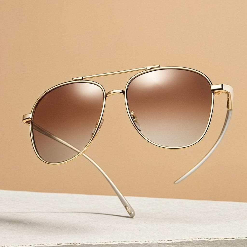 Monture Riviera — Solaires aviateur dorés — verres bruns dégradés